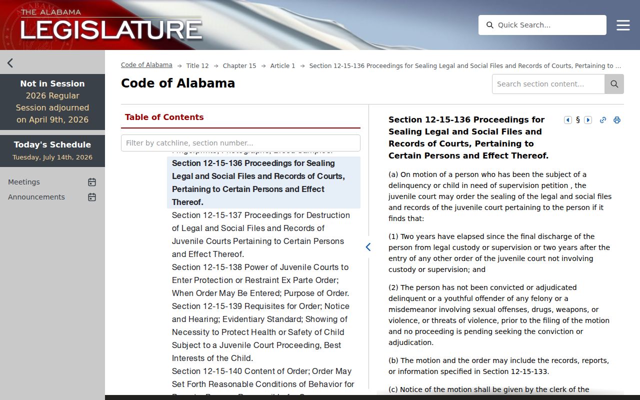 Tallapoosa County juvenile court record sealing statute
