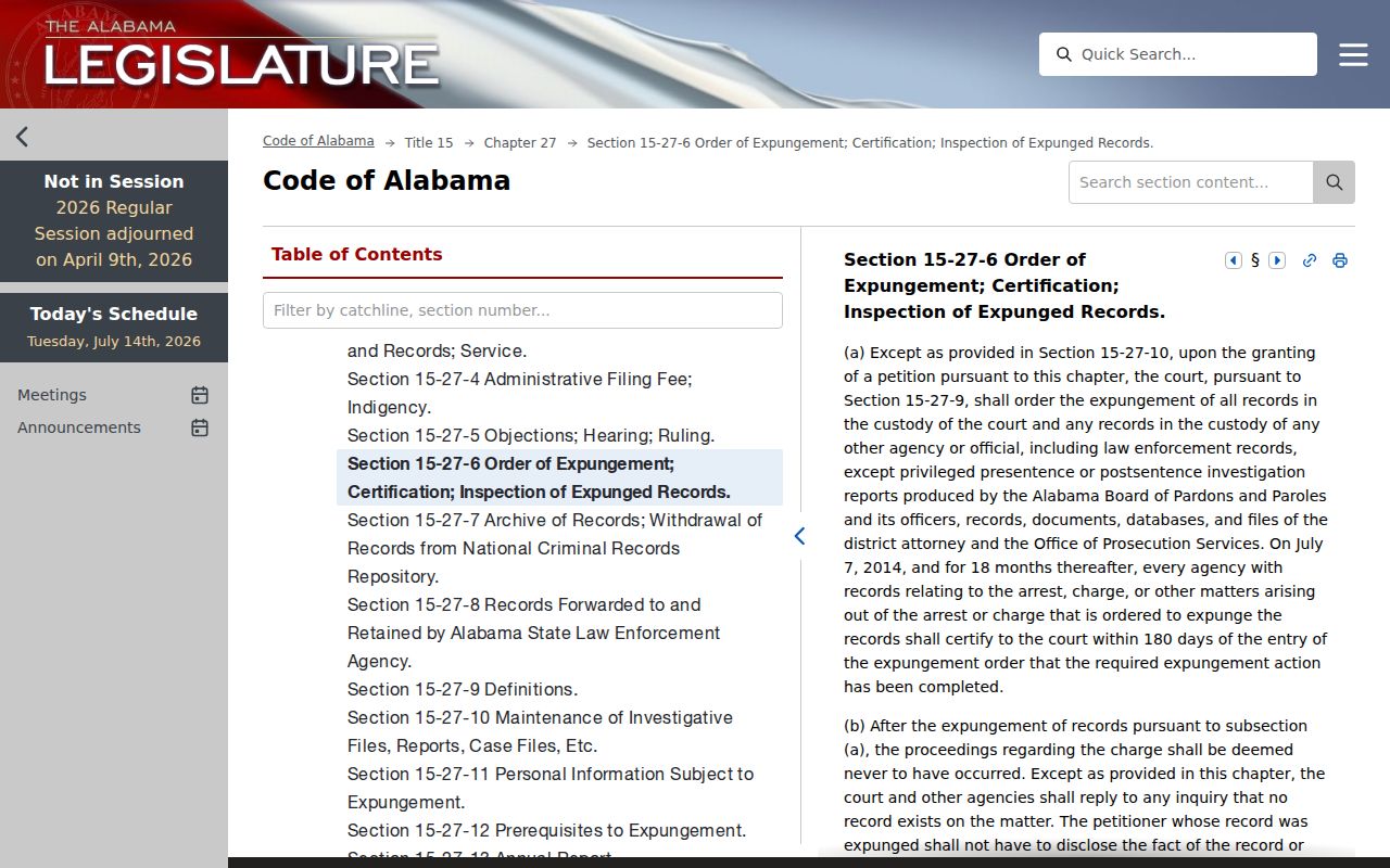 Tallapoosa County criminal record effect of expungement