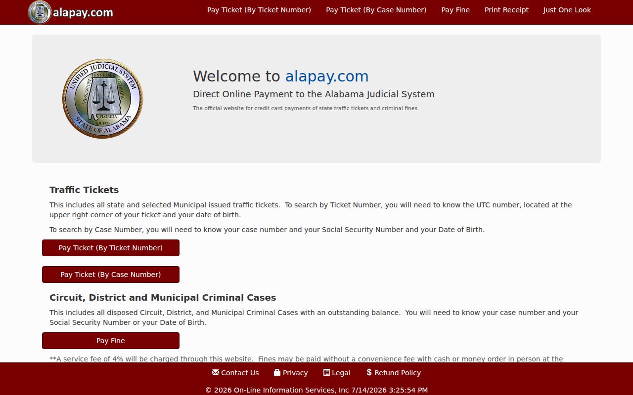 Tallapoosa County traffic court records AlaPay ticket payment