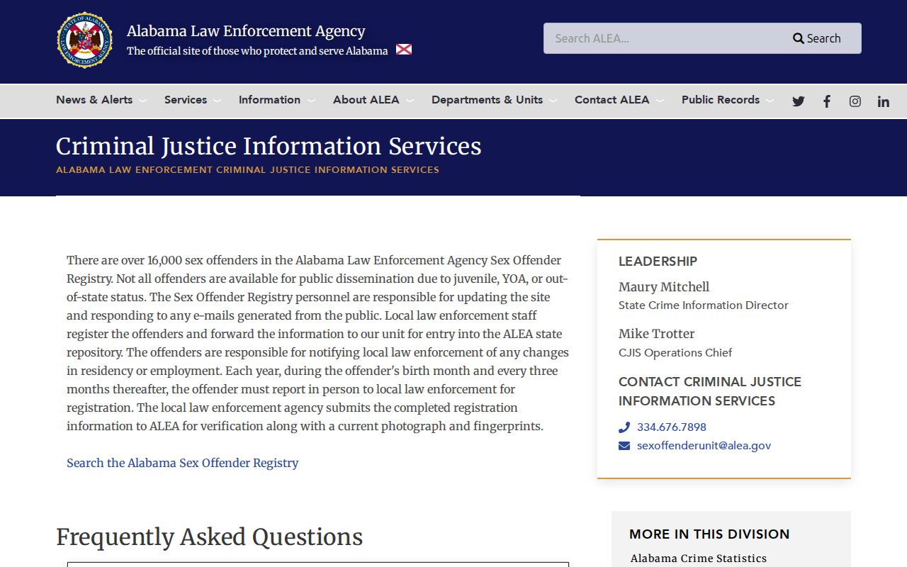 Tallapoosa County warrant records and ALEA registry information