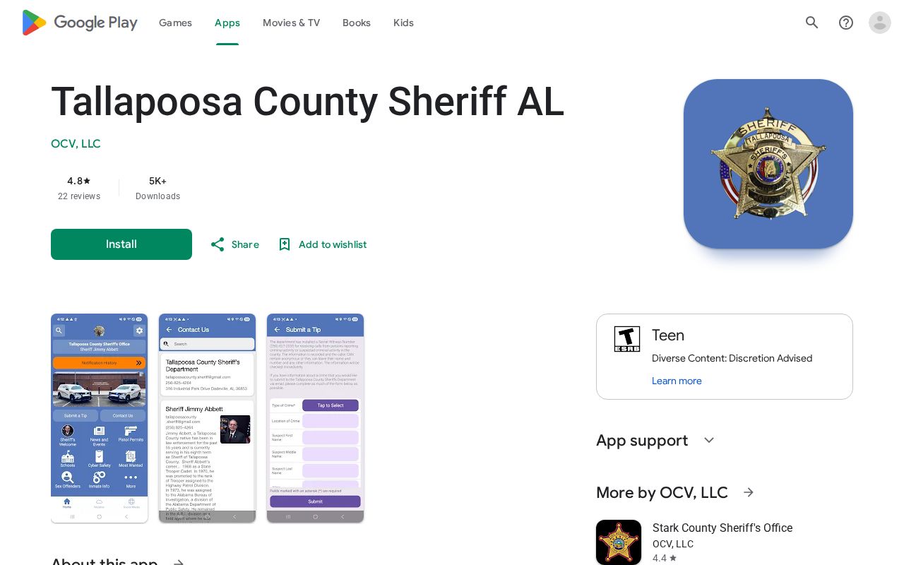 Tallapoosa County warrant tip channel in official sheriff Google Play app